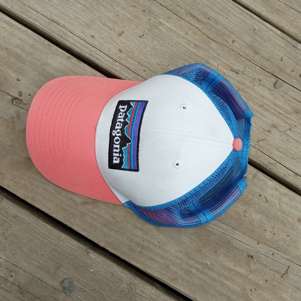 Patagonia Trucker Hat - White, Coral & Blue Mesh - Picture 2 of 4